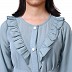 Kids front open frill abaya-Sky Blue